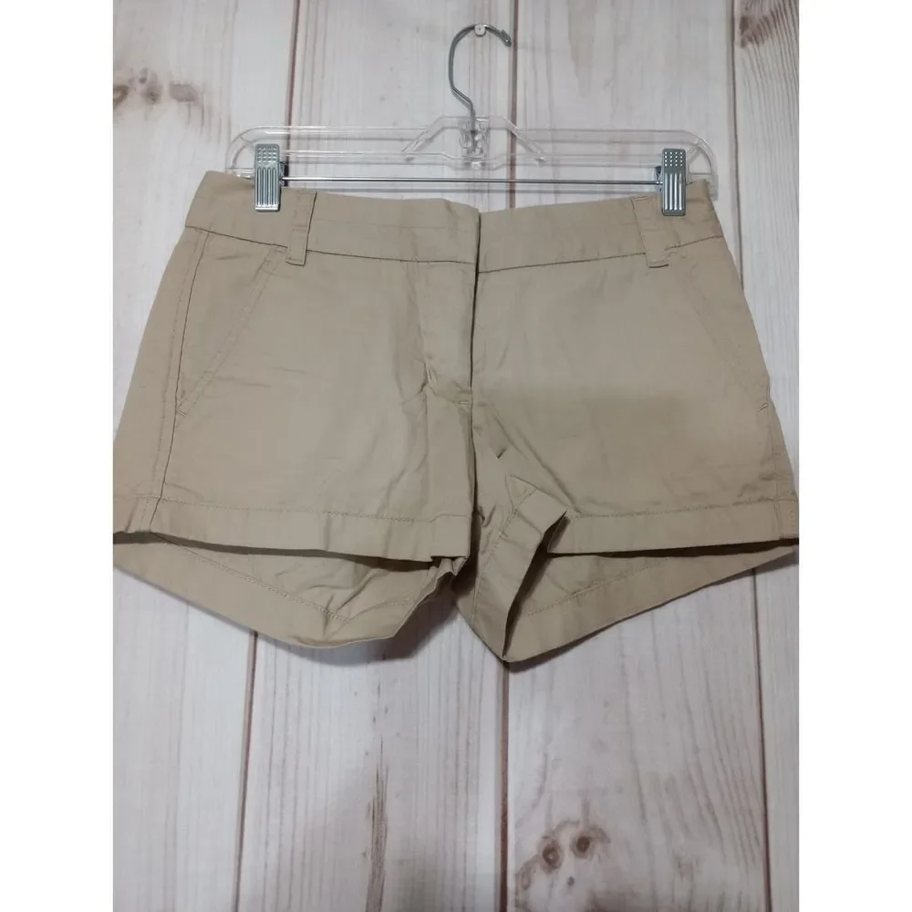 J.Crew Womens Khaki Tan Broken-In Chino Shorts Size 0 Cotton Summer Casual‎